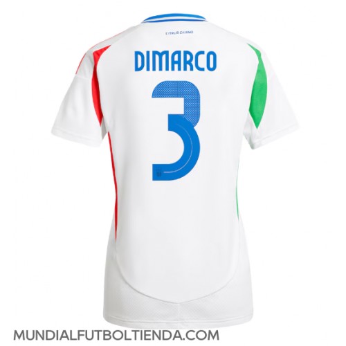 Camiseta Italia Federico Dimarco #3 Segunda Equipación Replica Eurocopa 2024 para mujer mangas cortas